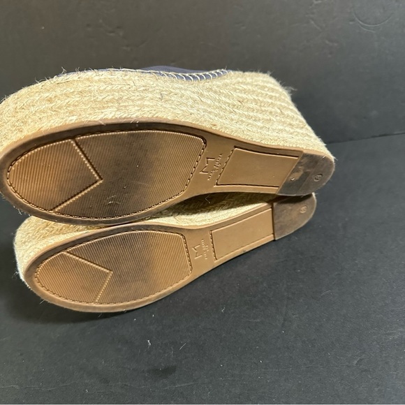 Marc Fisher Landela Womens Sandals Size 8 Blue Leather Platform Peep Espadrille - Picture 7 of 8